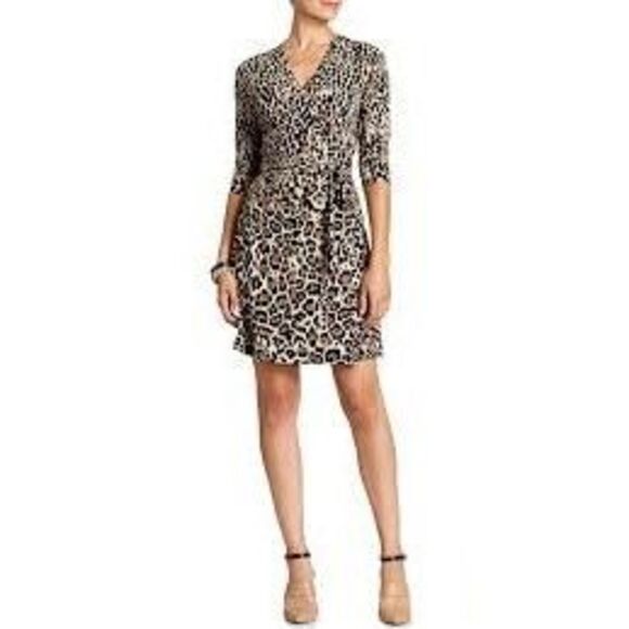 Banana Republic Factory Womens Leopard Print Wrap Dress Size XS Classic Office - Picture 1 of 8